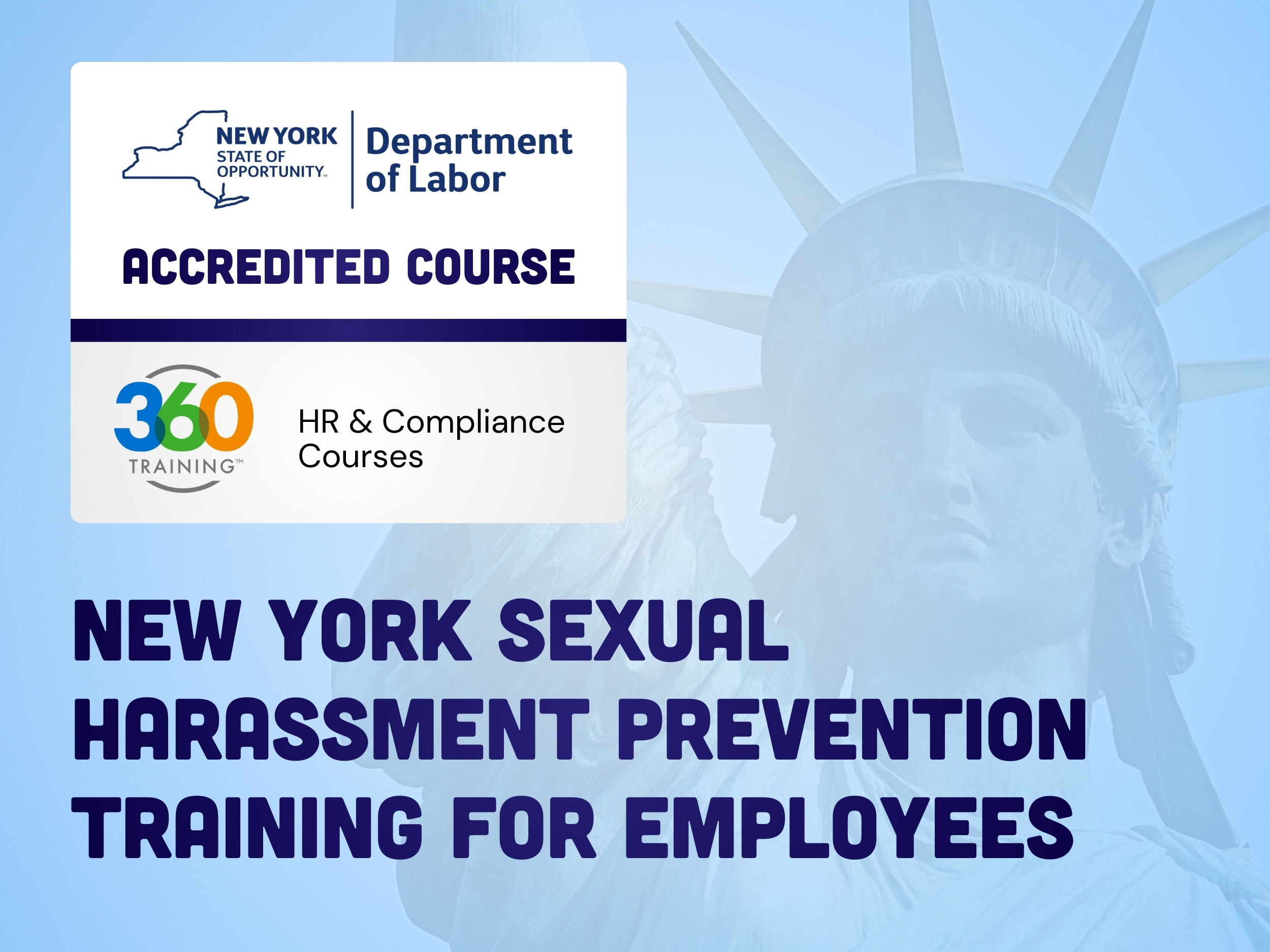 New York Sexual Harassment Prevention Training for Employees (NYSDOL Accredited) Certified Package